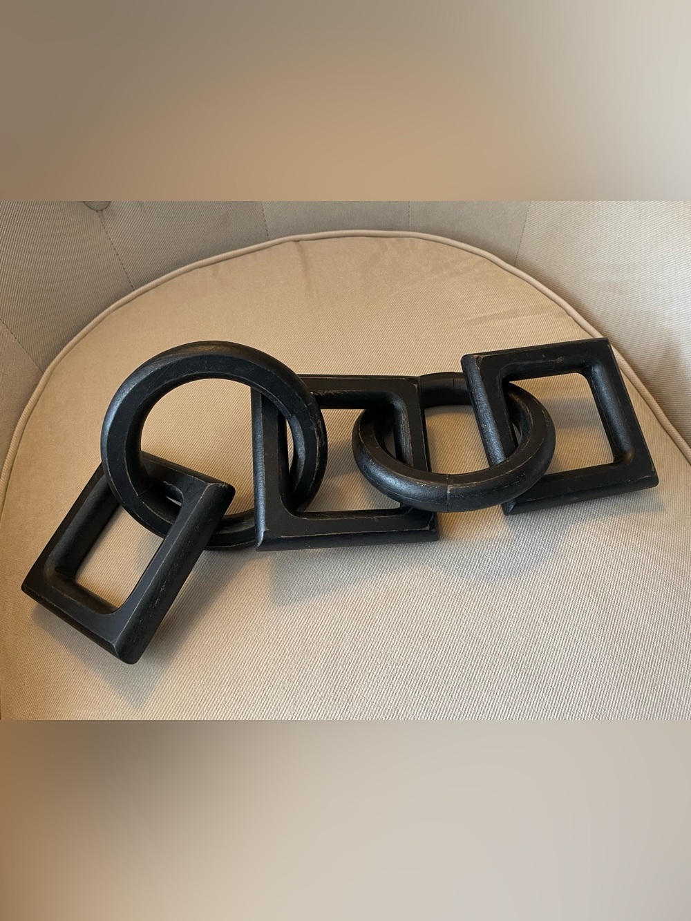 Modern/Rustic Black Wooden Chain Link Decor - 16”
